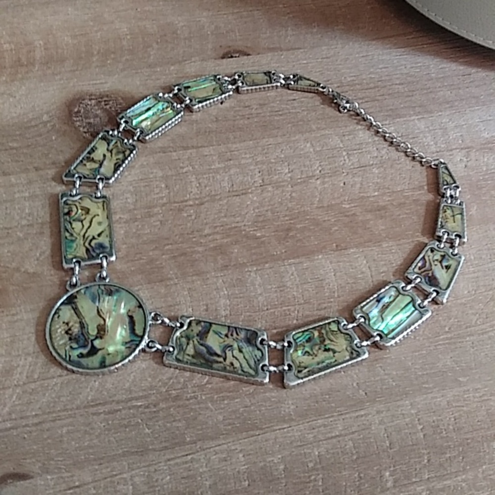 Silver Multi Colored Asymmetrical Stament Necklace - Picture 12 of 17